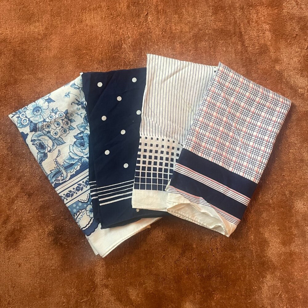 Vintage Cotton Handkerchief or Pocket square set